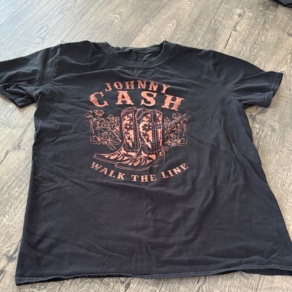 Johnny Cash Black Graphic T-Shirt Large